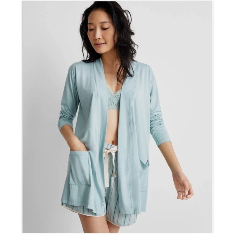 State of Day Intimates Sage Green Tencel Modal Open Front Cardigan Robe S New - Picture 2 of 6
